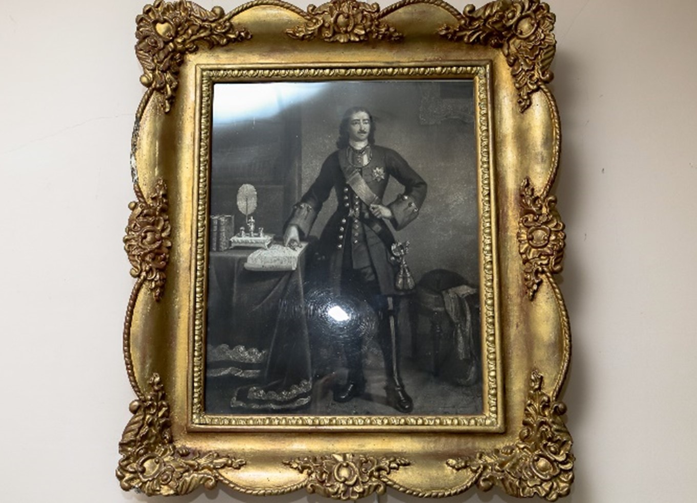 Офорт Рюлле-Луи-Рене-Люсьена - «Портрет Петра I в рост», 1840-е годы, Россия.